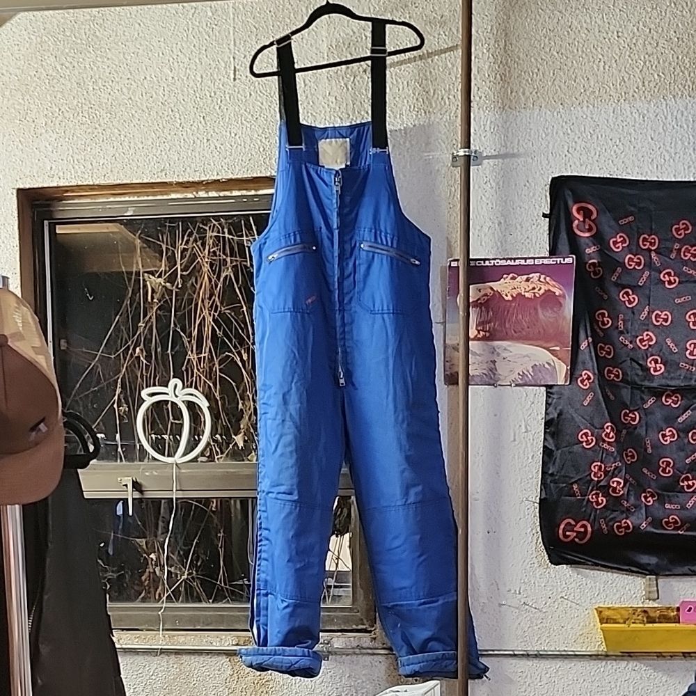 Mens Blue Denim Overalls Lined Vintage